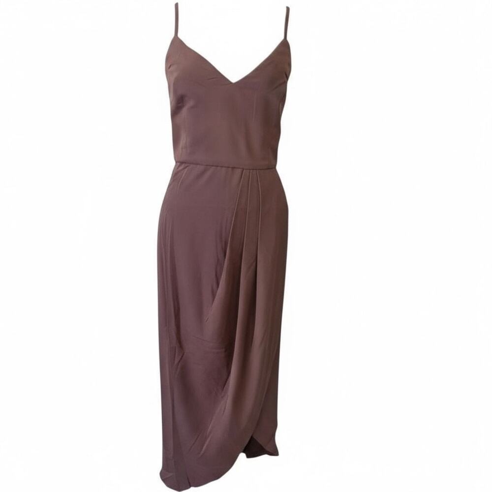 new Lulus Reinette NWT Mauve Midi Dress size M medium Faux wrap Spaghetti Strap